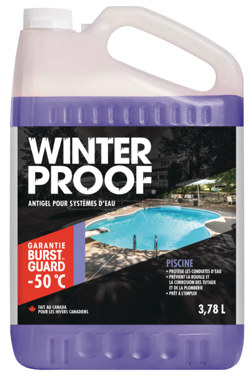 WinterProofMC - Antigel pour plomberie de piscine avec garantie  BurstGuardMC jusqu'à -50oC, 3,78 L